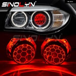 SINOLYNレンズ HELLA 3R G5 5R ヘッドライト バイ キセノン デビルアイズ HID プロジェクター ハニカム サッカーブルーレンズ RETROD1S D2S D3S D4S