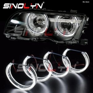 SINOLYN LED エンジェルアイズ ハローリング BMW 3 5シリーズ E46 M3/E39/E36/E38 ヘッドライト DRL アクリル DTM スタイル ライト ウィンカーライト