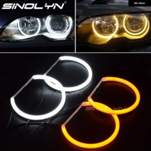 スイッチバックコットンライトハローリングDRL LEDエンジェルアイキット BMW 3 5 7シリーズE46/E39/E38/E36車 ヘッドライト レトロ131/146MM