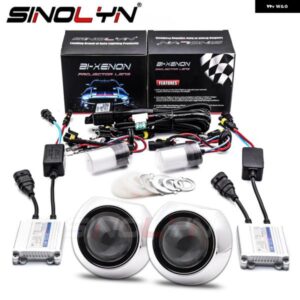 SINOLYN 2.5インチ バイ キセノン 8.0 プロジェクターレンズ アイリス フルキット ヘッドライト H7 H4 レンズ H1 HID 車用ライト バラスト カーアクセサリー