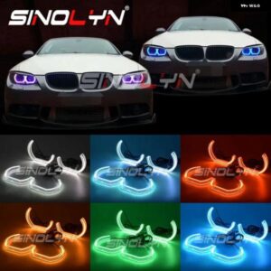 SINOLYN DTM スタイル LED BMW F10 E90 E60 F30 E91 E92 E87 M4 RGBエンジェルアイDRL APPランプBLUETOOTH対応カーアクセサリー