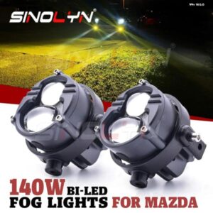 SINOLYN BI LED フォグランプ マツダ6/ マツダ2 3 5/CX7/CX5/アクセラ/MX5 LED PTFダイオードフォグレンズ プロジェクターカーアクセサリーレトロフィット
