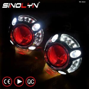 SINOLYN 2.5インチ バイ キセノン ヘッドライト プロジェクター 8.0 レンズ キット H4 H7 ヘッドライト レンズ エンジェルデビルアイレンズ カーアクセサリ