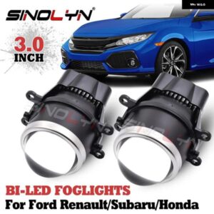 PTF BI LED フォグランプ プロジェクター ホンダ シビック /CRV/アコード/ルノー メガーヌ 3/2/クリオ/キャプチャー/ スバル フォレスター /レガシィ