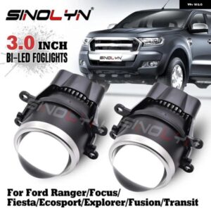 SINOLYN BI LED フォグランプ レンズ フォード フォーカス MK2 MK3/フィエスタ/レンジャー/SMAX/フュージョン/エコスポーツ/トランジットLEDプロジェクター