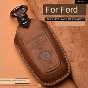 クレイジーホースレザーカーキーケース フォード マスタング 2018 エコスポーツ リモートフォブ シェルカバー キーバッグ キー チェーン 自動車アクセサリー