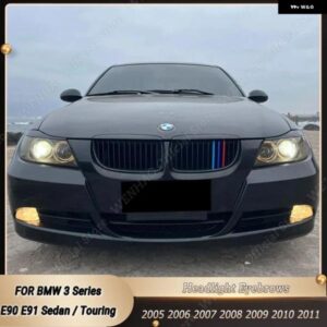 2個 ABS グロスブラック ヘッドライト アイブロウ アイリッド BMW 3シリーズ E90 E91 2005 - 11 セダン/ツーリング