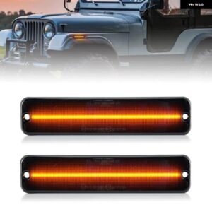ジープ ラングラー YJ 1987-1995 スモークレンズ LED サイドマーカーランプ アンバー フロントサイドフェンダー リフレクター ライト