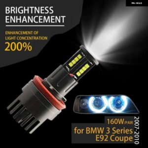 エンジェルアイズ 120W H8 スーパーホワイト 6000K リングLEDライト BMW 2007-2010 3シリーズ E92 クーペ LCI以前 超高輝度