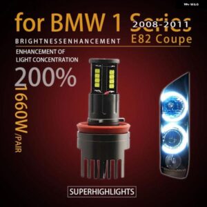 エンジェルアイズ 120W H8 スーパーホワイト 6000K リングLEDライト BMW 2008-2011 1シリーズ E82 クーペ 超高輝度