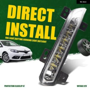 フロント左LED DRL フォグランプ ルノーフルエンス2014+自動運転ランプ デイタイム ランニングライト バンペ