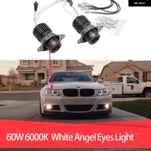 60W CANバス LED エンジェルアイズ マーカーライト バルブ BMW 3シリーズ E90 E91 LCI フェイスリフト ハロゲン ヘッドライト 2009 2010 2011