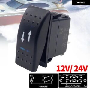 5ピンマリンスイッチ SPST オン -OFF ロッカートグルスイッチ 車用スイッチ ボート トラック ライト デュアルライト付き LED 防水 ブルー LED