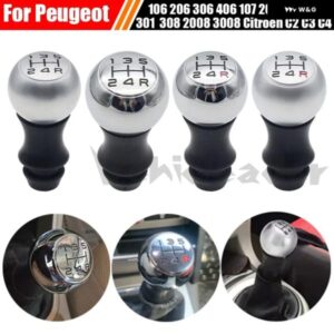 5速 ステンレス マニュアル ギア シフト ノブVTSスポーツ レバー ハンドボールマット プジョー 106 206 306 406 107 207 307 308 407