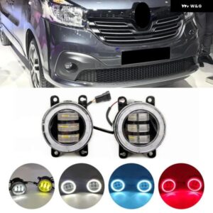 LED フォグライト アセンブリ ルノー トラフィック 3 III X82 2015-2020 三菱 アウトランダー XL 2007-2013 エンジェルアイ DRL フォグラン