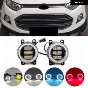 フロントバンパー フォグライト LED エンジェルアイデイタイム ランニングライト DRL H11 12V フォード ECOSPORT 2013-16 カスタムパーツ