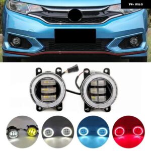 フォグライト アセンブリ LED エンジェルアイ DRL デイタイム ランニングライト H11 12V ホンダ ジャズ 2015-18 カスタムパーツ アクセサリ