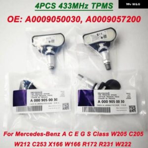 4個 433MHZ TPMS タイヤエア圧センサー メルセデス ACE G S クラススマート AMG スプリンター A0009050030 A0009057200 9057200 9050030 カ