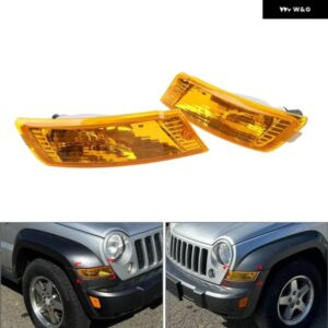 サイド マーカーライト ターン シグナル ランプ インジケータ ー 1ペア ジープ リバティ 05-07 ABS +PC グレー カスタムパーツ アクセサリ