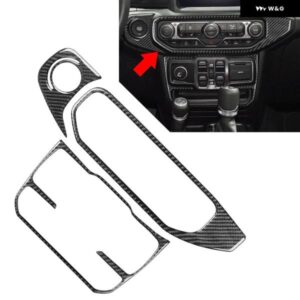 LHD インテリア ウィンドウスイッチ パネル AC コントロールカバー 3個 ジープ グラディエーター JT 2020-2024 カーボンエポキシコーティン