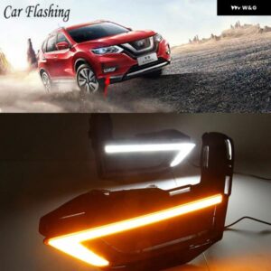 DRL 日産 エクストレイル X トレイル ローグ 2017-20 デイタイム ランニングライト フォグランプ カバー デイライト ウインカー カスタムパ