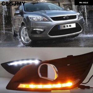 1セット LED デイタイム ランニングライト フォード フォーカス 2 セダン MK2 2009 - 2014 自動調光機能 DRL フォグランプ とウインカー カ
