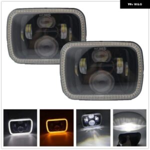 2個 7X6 LED ヘッドライト 5X7インチ ホワイト DRL アンバー ウィンカー ハロー ヘッドライト ジープ ラングラー YJ チェロキー XJ トヨタ