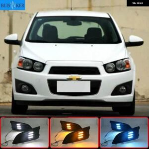1セット シボレー シボレー アベオ ソニック 2011 2012 2013 車用 LED DRL ライト デイタイム ランニングライト デイライト ウィンカーランプ 付き