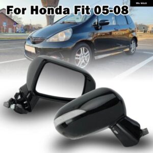 5ワイヤーサイドバックミラー アセンブリ ホンダ ジャズ2005-2008ランプ ブライトブラック ウィンカーライト 付きサイドミラー