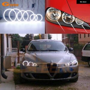 アルファロメオ 147 2005-10 超高輝度 6個 COB LED エンジェルアイ ハローリングキット カーアクセサリー