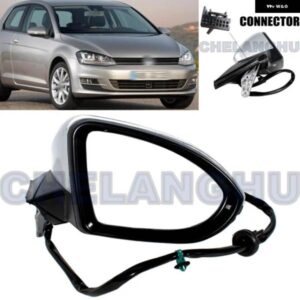 右6ピンミラー アセンブリ VW ゴルフ 7 2013-20 シルバー パワー調整ウィンカーヒート付き