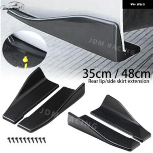 35CM 48CM 汎用 カースポイラー 横 バンパー リアサイドスカート リップロッカーウィング カーボン 光沢ブラック トリム