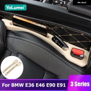 1組カーシートギャップスタッフサイドシーム漏れ防止シートギャップ 収納 ボックス BMW 3シリーズ E36 E46 M3 E90 セダン E91 ツーリングアクセサリー