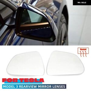 1ペア 車用フロントヒーター付きサイドドアウィング リアビューブルーミラー レンズ ガラス テスラ モデル3 2017-2020