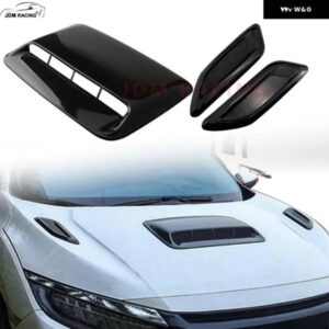 40CM 汎用 カーエアフロー 装飾 吸気フードスクープ ボンネット ベント ステッカー カバー フードはあらゆるフラットフード車両に適合