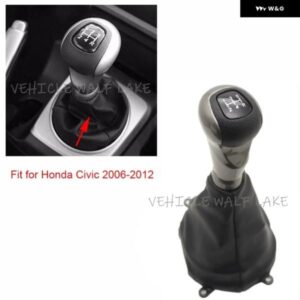 5/6速ギアスティック シフト ノブ ブラックレザー ブーツ ホンダ シビック DX EX LX 2006 - 11