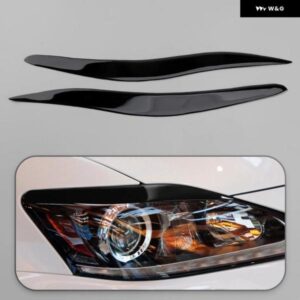 1ペア 車用 フロント ヘッドライト アイブロウ カバー トリム デカール レクサス IS250 IS300 2006-2010 2011 2012 光沢 ピアノブラック ABS