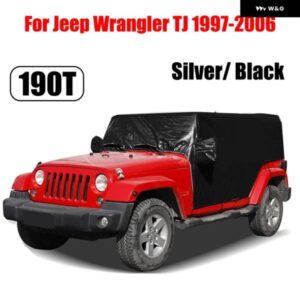 車用サンシールドカバー ジープ ラングラー TJ 1997-2006 スノーレインカバー 耐候性 車カバー ボディ 防塵 UV プロテクター シルバー