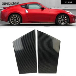 2個 外装 車窓 ピラー トリム カバー カーボン 日産 370Z 2009-2020 カーパーツ アクセサリー 外装 部品