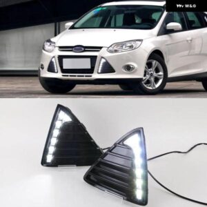 DRL フォード フォーカス 3 MK3 2012 2013 2014 DRL デイタイム ランニングライト 12V LED デイライト フォグランプ 防水 調光式リレー付き