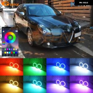 アルファロメオ ジュリエッタ 940 2010-2020 RFリモートBLUETOOTH対応アプリマルチカラー超高輝度RGB LEDエンジェルアイハローリング