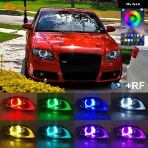 アウディ A3 8PA A4 S4 RS4 B7 RFリモートBLUETOOTHアプリ超高輝度マルチカラーRGB LEDエンジェルアイキット ハローリングカーアクセサリー