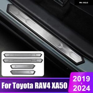 トヨタ RAV4 XA50 2019 - 24 ハイブリッド カードアシルプレート プロテクター カバー ウェルカムペダルアクセサリー