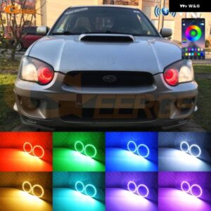 スバル インプレッサ WRX STI 2003 2004 2005 BTアプリ RFリモート コントロール マルチカラー 超高輝度 RGB LED エンジェルアイキット ハローリング