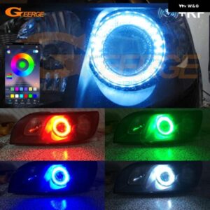 ボルボ C30 C70 2006 - 09 BTアプリ RFリモート コントロール マルチカラー 超高輝度 RGB LED エンジェルアイキット ハローリング