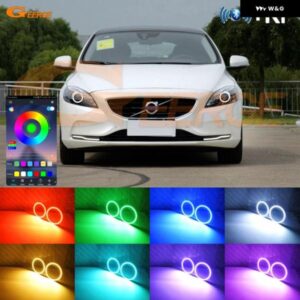 ボルボ V40 2012 - 15 キセノン ヘッドライト BTアプリ RFリモート マルチカラー 超高輝度 RGB LED エンジェルアイキット ハローリング