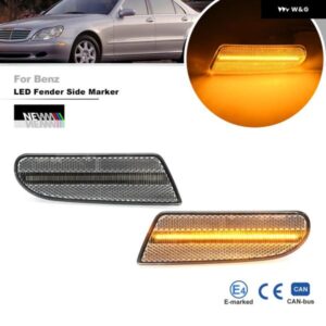 OEM# 2208200121 クリアレンズ アンバー LED フロントサイドマーカー リピーター リフレクター ライト ベンツ W220 S クラス 全モデル 00-06 交換用