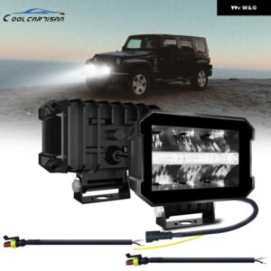 車用LED投光器ランプ エンジェルアイズ DRL 400W ライト LEDバー 12V LEDライト 作業灯 24V オフロード ATV 4X4 LEDアクセサリー