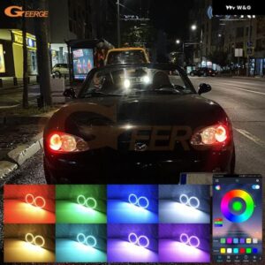 マツダ MX5 MX-5 2000 - 05 RFリモートBTアプリマルチカラー超高輝度RGB LEDエンジェルアイキット ハローリング