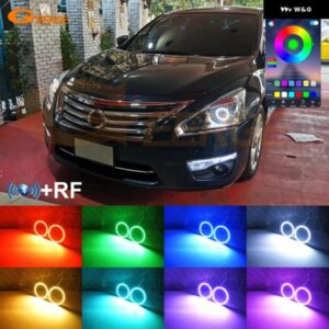 日産 ティアナ III L33 アルティマ 2013 2014 2015 RFリモートBTアプリ 超高輝度マルチカラーRGB LEDエンジェルアイキット ハローリング
